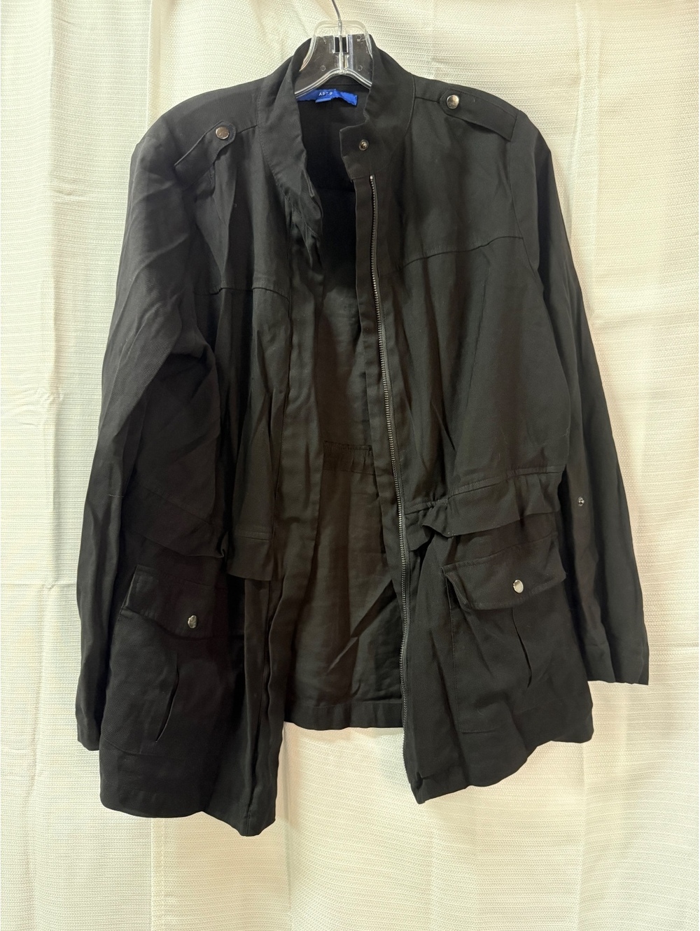 APT. 9 Black Rayon Polyester Military Style Jacket Large